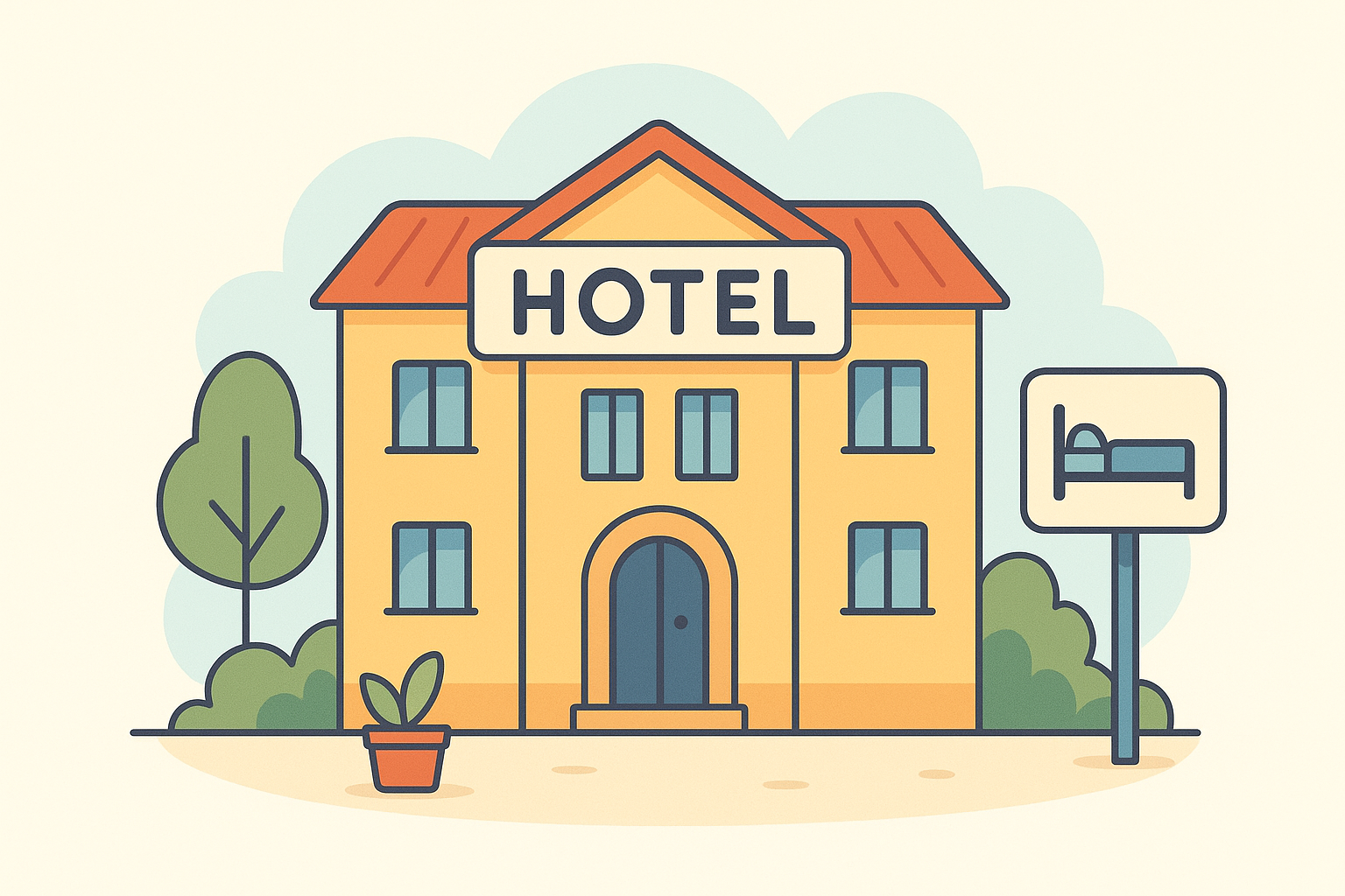 Ilustração de hotel e pousada em Mongaguá
